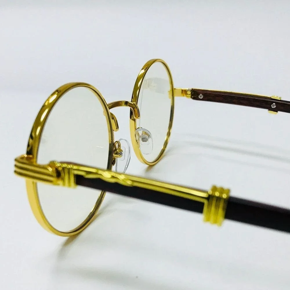 Clear Lens Eye Glasses Round Gold Rimless Hip Hop Trendy Street Wear Sunglasses‎